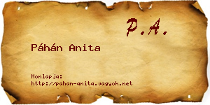 Páhán Anita névjegykártya